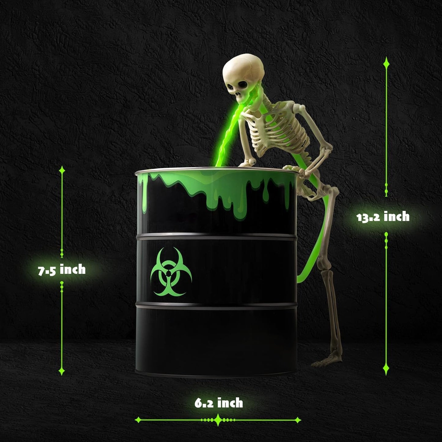 🎃Halloween Sale 49% OFF☠️ Glowing Puking Skull Prop with Bloody Bucket