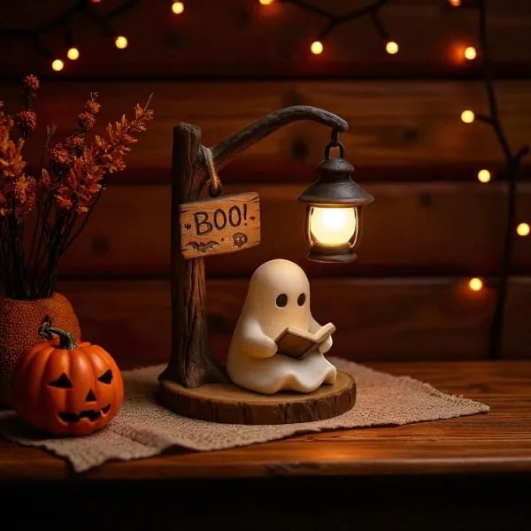 👻📖Cute Ghost Reading Lantern - BOO!
