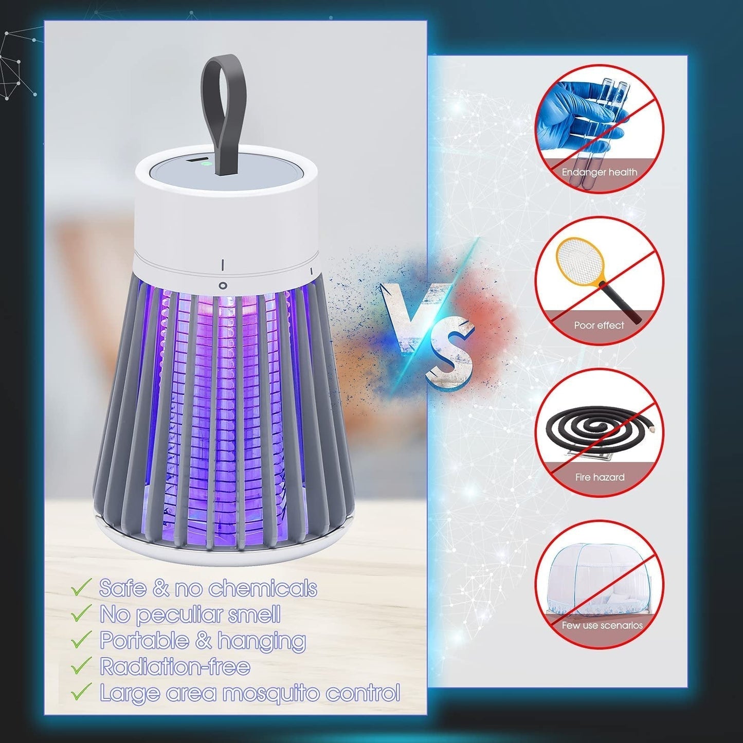 🔥Summer Promotion 59% OFF!!🦟USB/Rechargeable Portable Mosquito & Fly Trap Lamp for Indoor & Outdoor