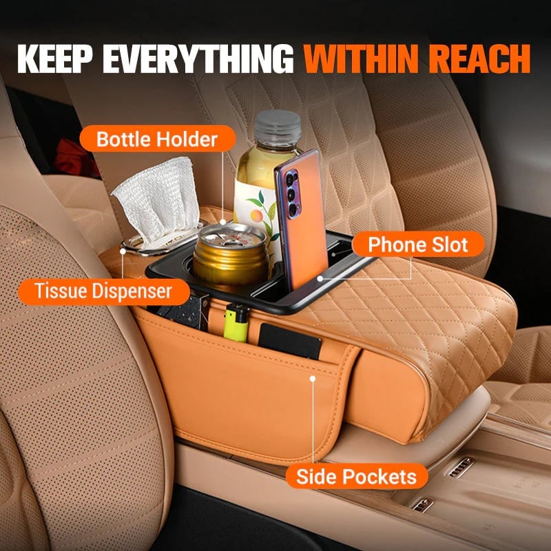 Exclusive Offer💥Multifunctional Leather Car Armrest Box Mat—Easy to Organize, Car Items Are in Their Places ✨