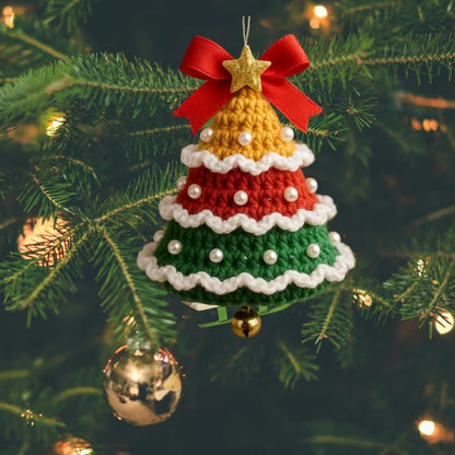 🎄Christmas discount  🌲DIY Knitted Christmas Tree Bell Decoration – ✨Handmade Holiday Decoration Set💖