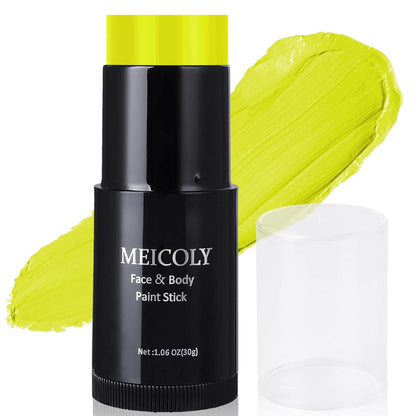 MEICOLY Black White Face Body Paint Stick Set with Sponges and Setting Powder,Face Paint Stick for Adults and Kids,Clown White Makeup,Face Painting for Halloween SFX Skull Zombie Skeleton Goth Makeup