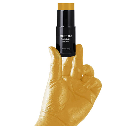 MEICOLY Black White Face Body Paint Stick Set with Sponges and Setting Powder,Face Paint Stick for Adults and Kids,Clown White Makeup,Face Painting for Halloween SFX Skull Zombie Skeleton Goth Makeup