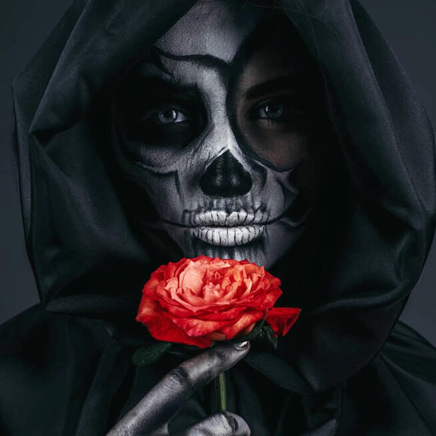 MEICOLY Black White Face Body Paint Stick Set with Sponges and Setting Powder,Face Paint Stick for Adults and Kids,Clown White Makeup,Face Painting for Halloween SFX Skull Zombie Skeleton Goth Makeup