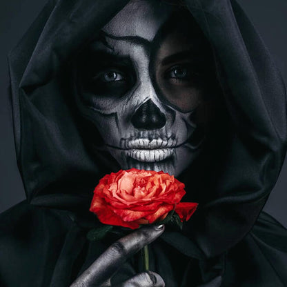 MEICOLY Black White Face Body Paint Stick Set with Sponges and Setting Powder,Face Paint Stick for Adults and Kids,Clown White Makeup,Face Painting for Halloween SFX Skull Zombie Skeleton Goth Makeup