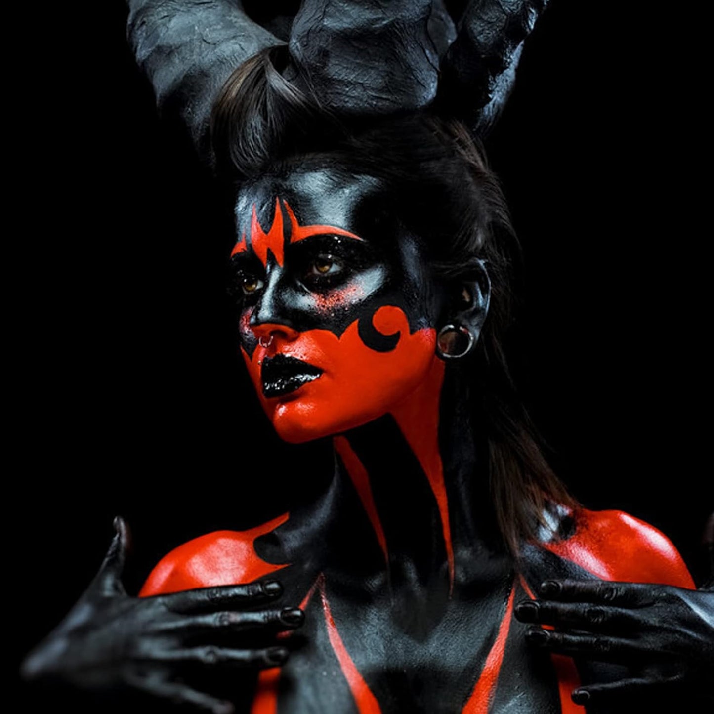 MEICOLY Black White Face Body Paint Stick Set with Sponges and Setting Powder,Face Paint Stick for Adults and Kids,Clown White Makeup,Face Painting for Halloween SFX Skull Zombie Skeleton Goth Makeup