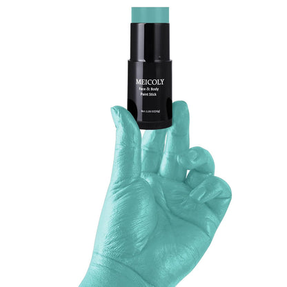 MEICOLY Black White Face Body Paint Stick Set with Sponges and Setting Powder,Face Paint Stick for Adults and Kids,Clown White Makeup,Face Painting for Halloween SFX Skull Zombie Skeleton Goth Makeup