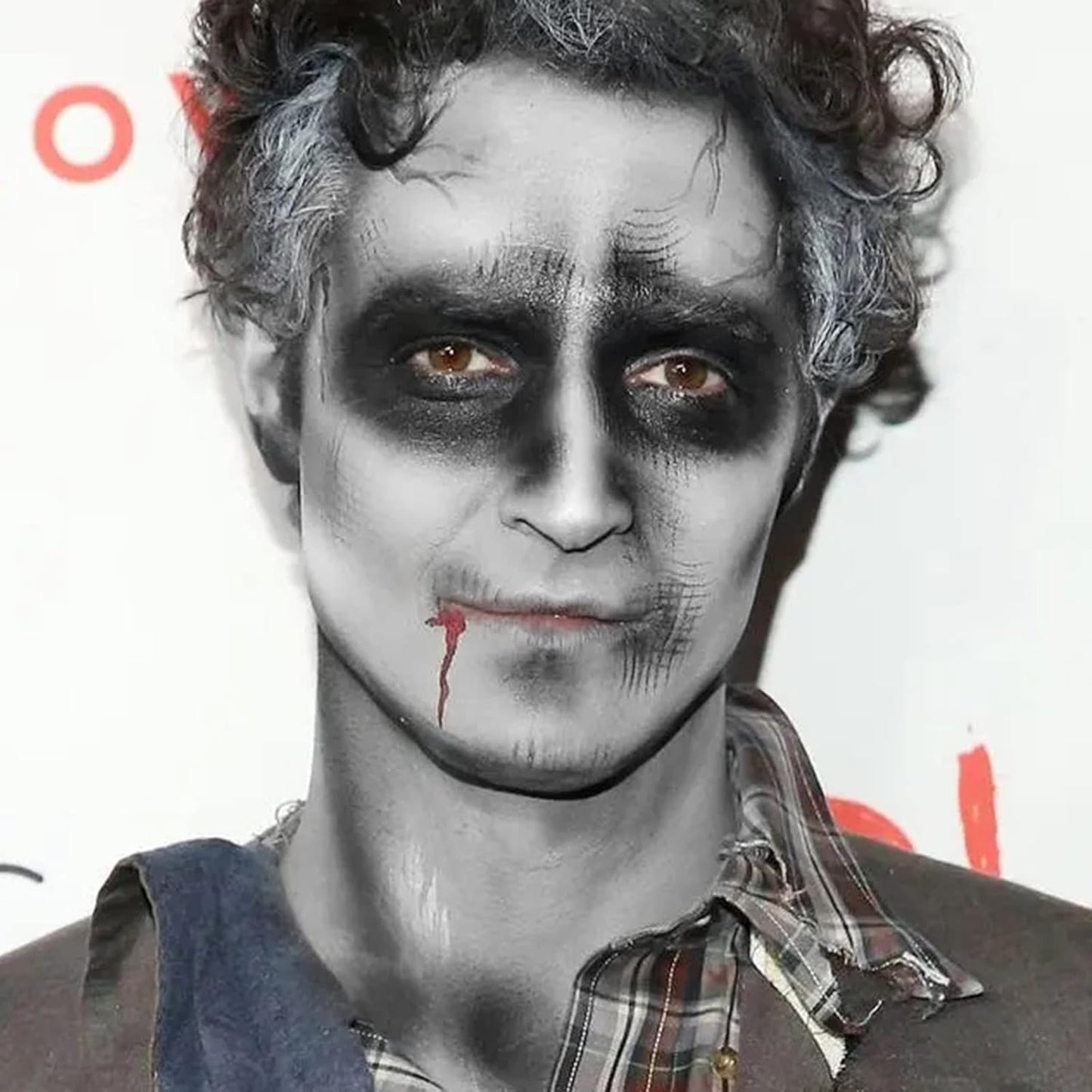 MEICOLY Black White Face Body Paint Stick Set with Sponges and Setting Powder,Face Paint Stick for Adults and Kids,Clown White Makeup,Face Painting for Halloween SFX Skull Zombie Skeleton Goth Makeup