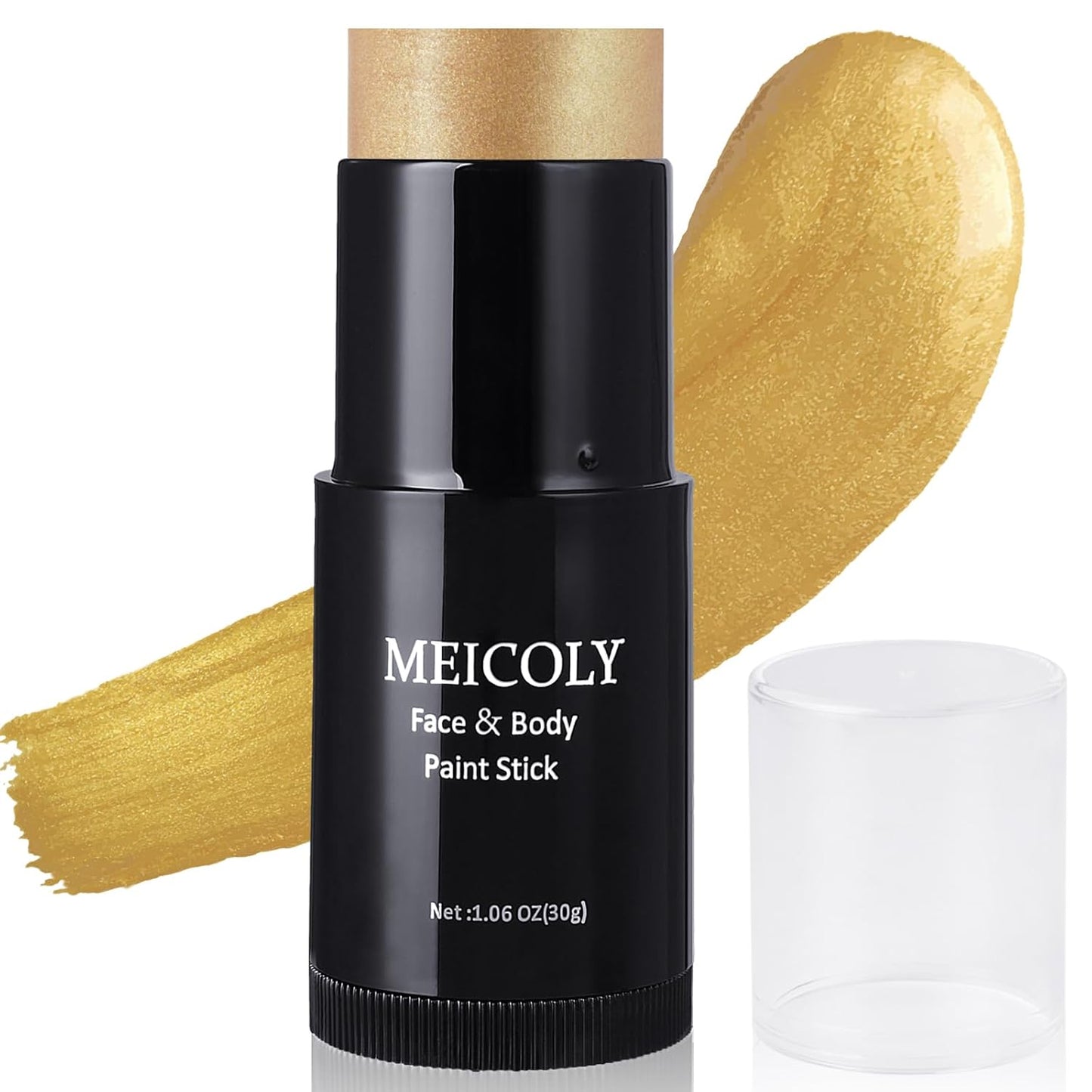 MEICOLY Black White Face Body Paint Stick Set with Sponges and Setting Powder,Face Paint Stick for Adults and Kids,Clown White Makeup,Face Painting for Halloween SFX Skull Zombie Skeleton Goth Makeup