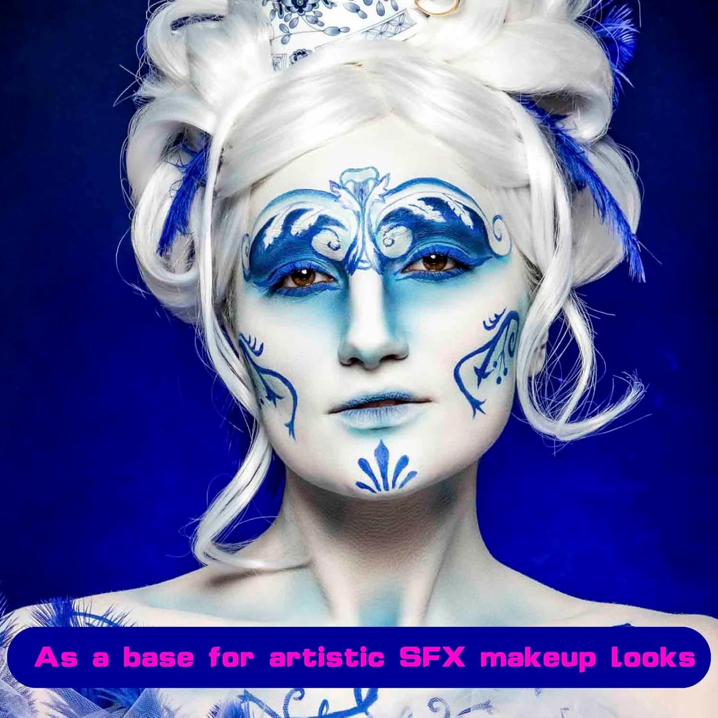 MEICOLY Black White Face Body Paint Stick Set with Sponges and Setting Powder,Face Paint Stick for Adults and Kids,Clown White Makeup,Face Painting for Halloween SFX Skull Zombie Skeleton Goth Makeup