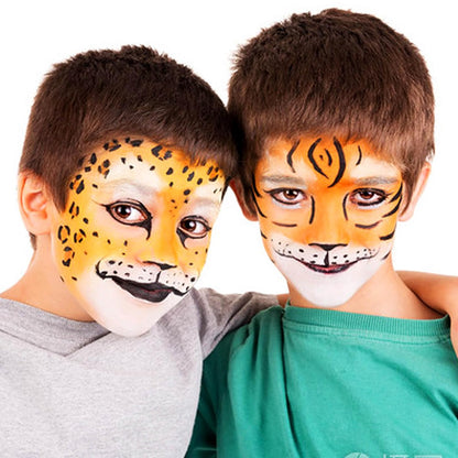 MEICOLY Black White Face Body Paint Stick Set with Sponges and Setting Powder,Face Paint Stick for Adults and Kids,Clown White Makeup,Face Painting for Halloween SFX Skull Zombie Skeleton Goth Makeup