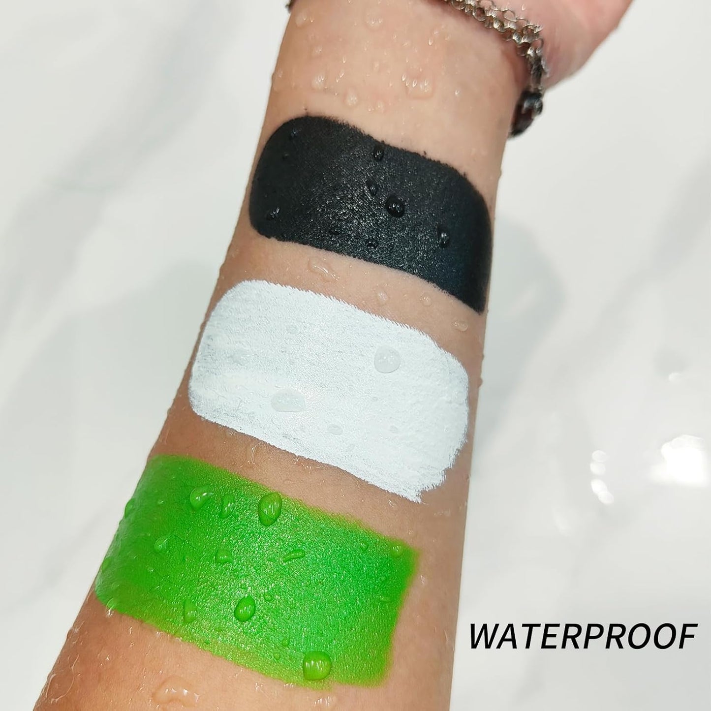 MEICOLY Black White Face Body Paint Stick Set with Sponges and Setting Powder,Face Paint Stick for Adults and Kids,Clown White Makeup,Face Painting for Halloween SFX Skull Zombie Skeleton Goth Makeup