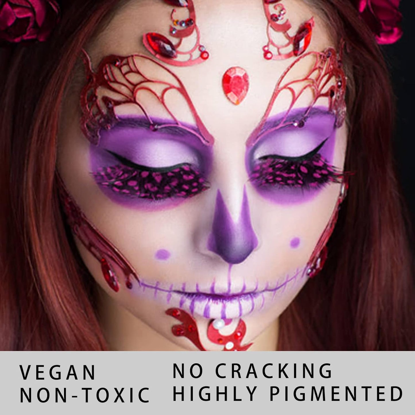 MEICOLY Black White Face Body Paint Stick Set with Sponges and Setting Powder,Face Paint Stick for Adults and Kids,Clown White Makeup,Face Painting for Halloween SFX Skull Zombie Skeleton Goth Makeup