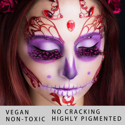 MEICOLY Black White Face Body Paint Stick Set with Sponges and Setting Powder,Face Paint Stick for Adults and Kids,Clown White Makeup,Face Painting for Halloween SFX Skull Zombie Skeleton Goth Makeup