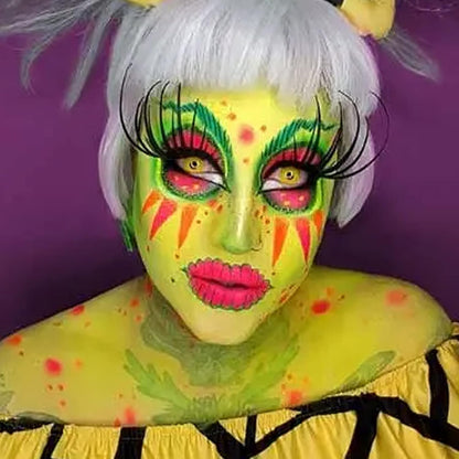 MEICOLY Black White Face Body Paint Stick Set with Sponges and Setting Powder,Face Paint Stick for Adults and Kids,Clown White Makeup,Face Painting for Halloween SFX Skull Zombie Skeleton Goth Makeup