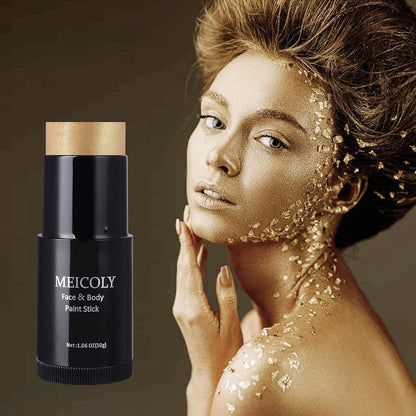 MEICOLY Black White Face Body Paint Stick Set with Sponges and Setting Powder,Face Paint Stick for Adults and Kids,Clown White Makeup,Face Painting for Halloween SFX Skull Zombie Skeleton Goth Makeup