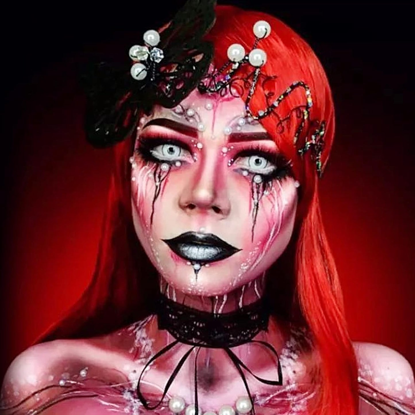 MEICOLY Black White Face Body Paint Stick Set with Sponges and Setting Powder,Face Paint Stick for Adults and Kids,Clown White Makeup,Face Painting for Halloween SFX Skull Zombie Skeleton Goth Makeup