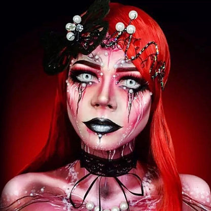 MEICOLY Black White Face Body Paint Stick Set with Sponges and Setting Powder,Face Paint Stick for Adults and Kids,Clown White Makeup,Face Painting for Halloween SFX Skull Zombie Skeleton Goth Makeup