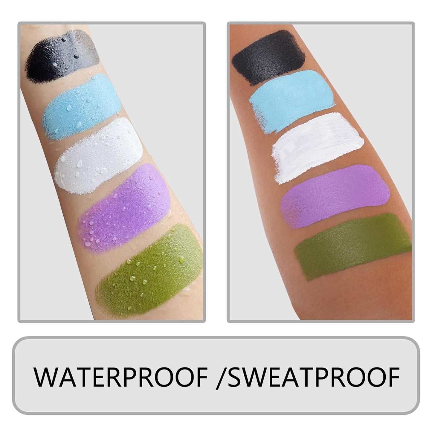 MEICOLY Black White Face Body Paint Stick Set with Sponges and Setting Powder,Face Paint Stick for Adults and Kids,Clown White Makeup,Face Painting for Halloween SFX Skull Zombie Skeleton Goth Makeup