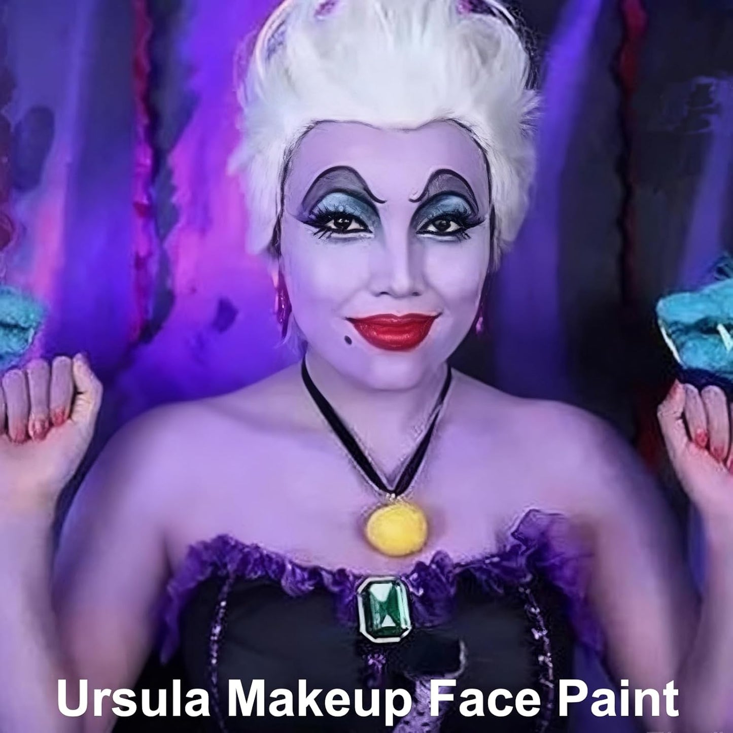 MEICOLY Black White Face Body Paint Stick Set with Sponges and Setting Powder,Face Paint Stick for Adults and Kids,Clown White Makeup,Face Painting for Halloween SFX Skull Zombie Skeleton Goth Makeup