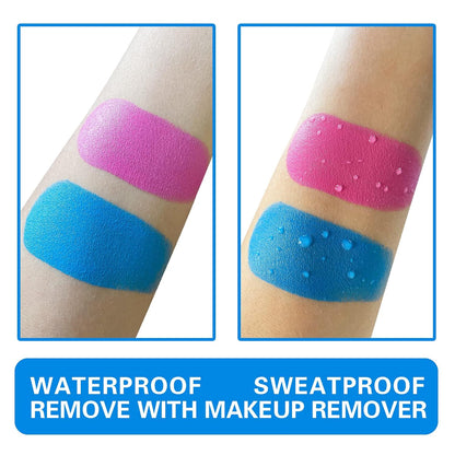 MEICOLY Black White Face Body Paint Stick Set with Sponges and Setting Powder,Face Paint Stick for Adults and Kids,Clown White Makeup,Face Painting for Halloween SFX Skull Zombie Skeleton Goth Makeup