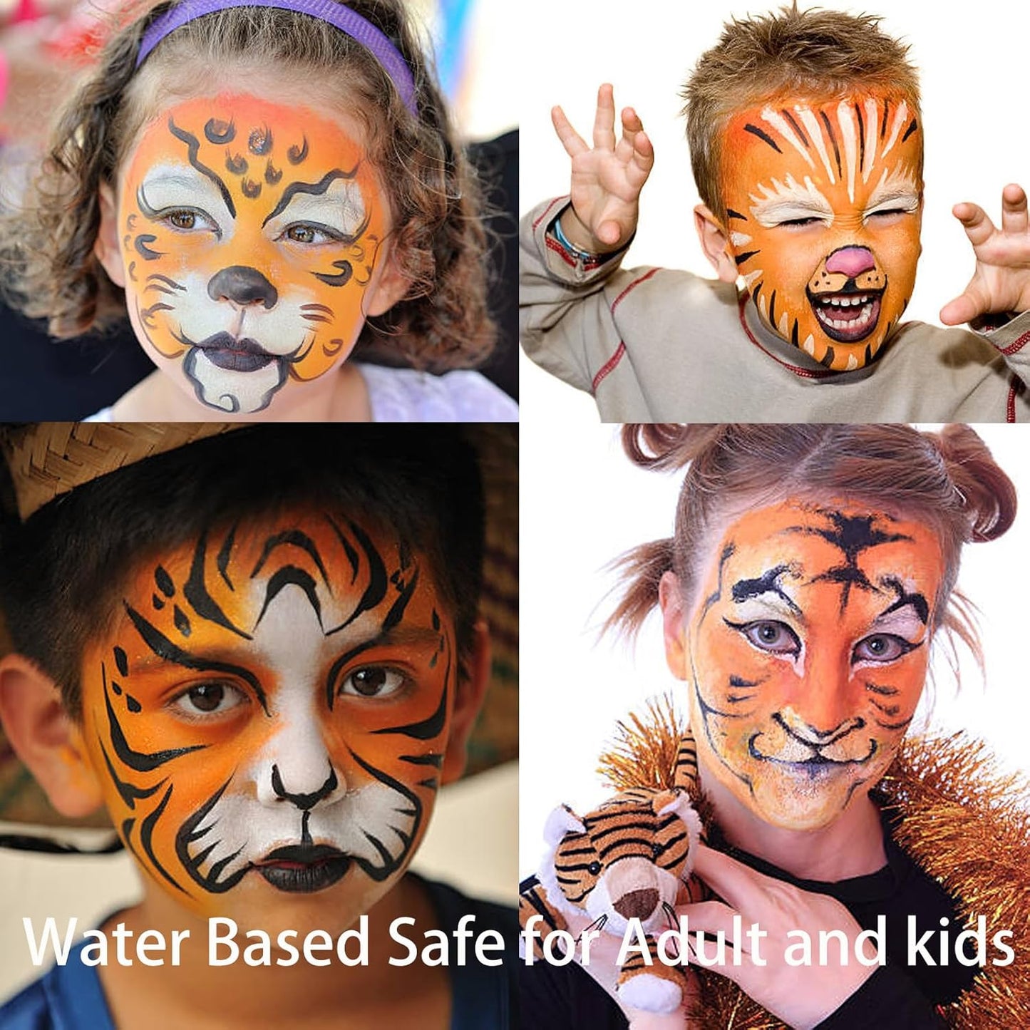 MEICOLY Black White Face Body Paint Stick Set with Sponges and Setting Powder,Face Paint Stick for Adults and Kids,Clown White Makeup,Face Painting for Halloween SFX Skull Zombie Skeleton Goth Makeup