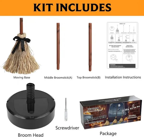 Early Halloween Offer👻 Floating Witch's Broom – Eerie Laughs & Hypnotic Dance at Your Command! 🎃