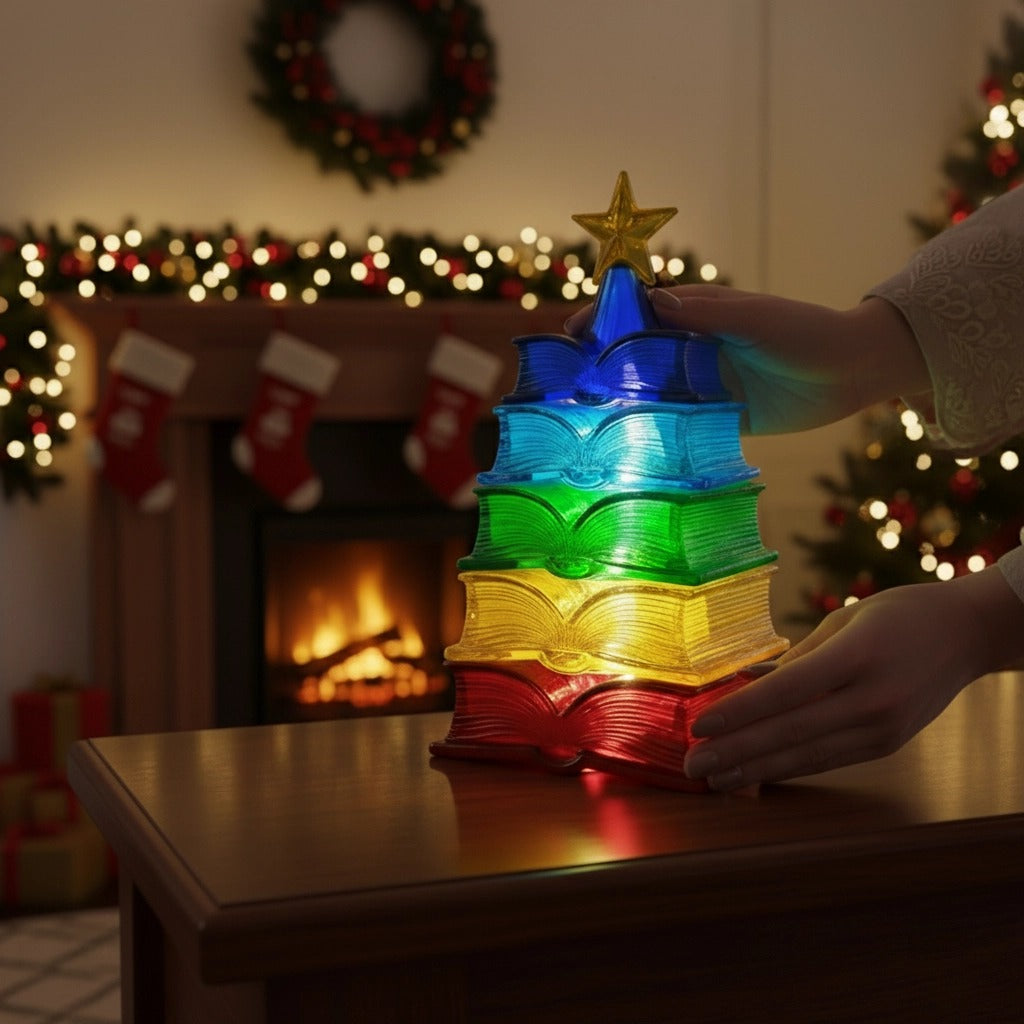 🌈Rainbow Book Light📚- Stacked Christmas Tree