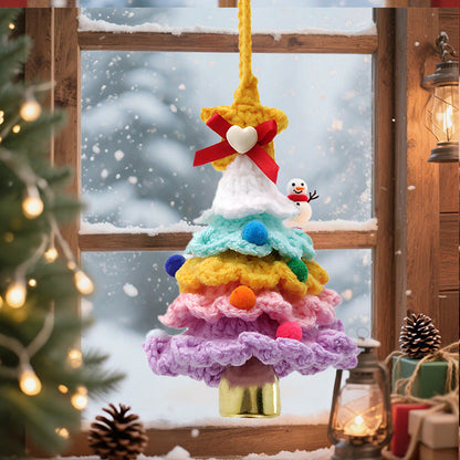 🌲 Knitted Christmas Tree Bell Decoration