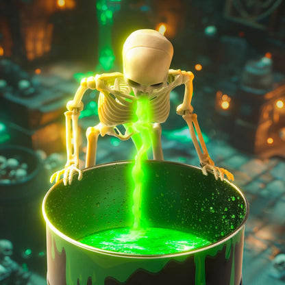 🎃Halloween Sale 49% OFF☠️ Glowing Puking Skull Prop with Bloody Bucket