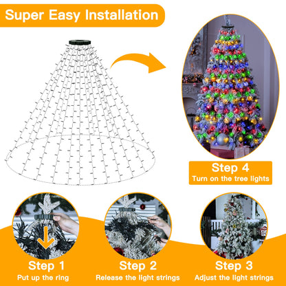 🎄🔥Waterproof Christmas Tree Waterfall Lights with Ring