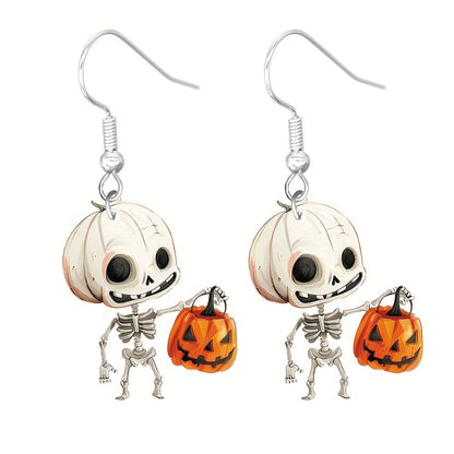 💀Skeleton with Rose Dangle Earrings